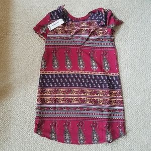 paisley dress - red, magenta, navy blue/black